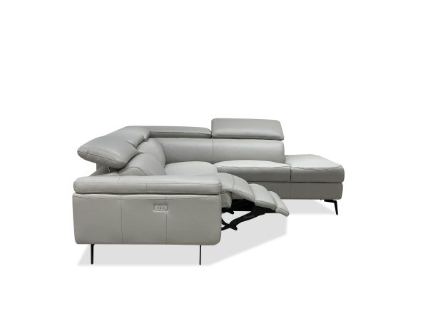 CAMELLO Silver Leather RSF Electric Reclining Sectional 2 2