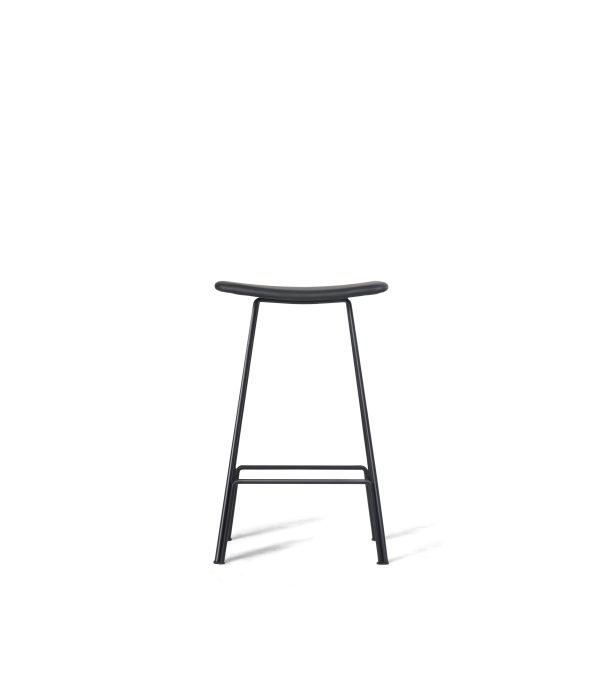 CANARIA Black Leather Bar Stool Black Steel Base 1 2
