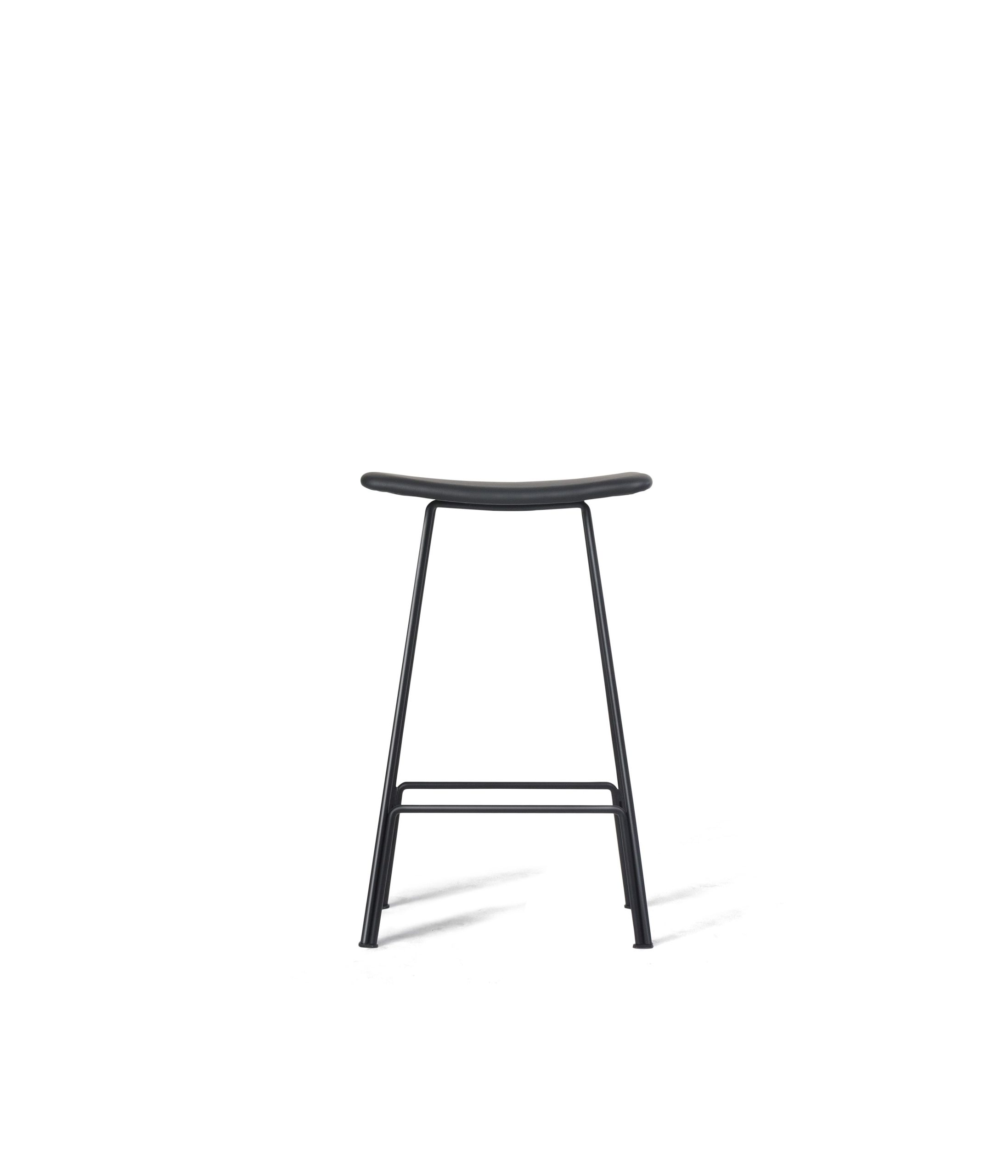 CANARIA Black Leather Bar Stool Black Steel Base 2 CANARIA Black Leather Bar Stool Black Steel Base - Image 2