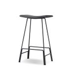 CANARIA Black Leather Bar Stool Black Steel Base 4 CANARIA Black Leather Bar Stool Black Steel Base