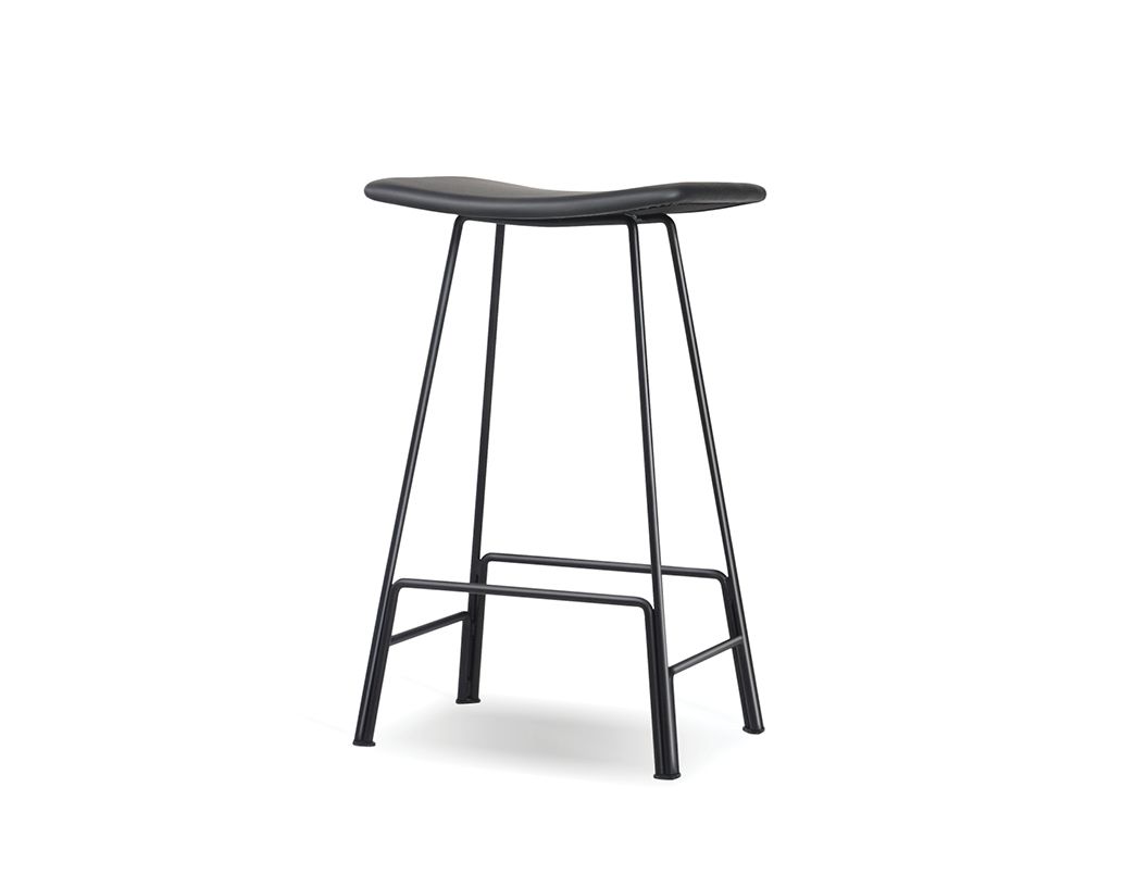 CANARIA Black Leather Bar Stool Black Steel Base 1 CANARIA Black Leather Bar Stool Black Steel Base