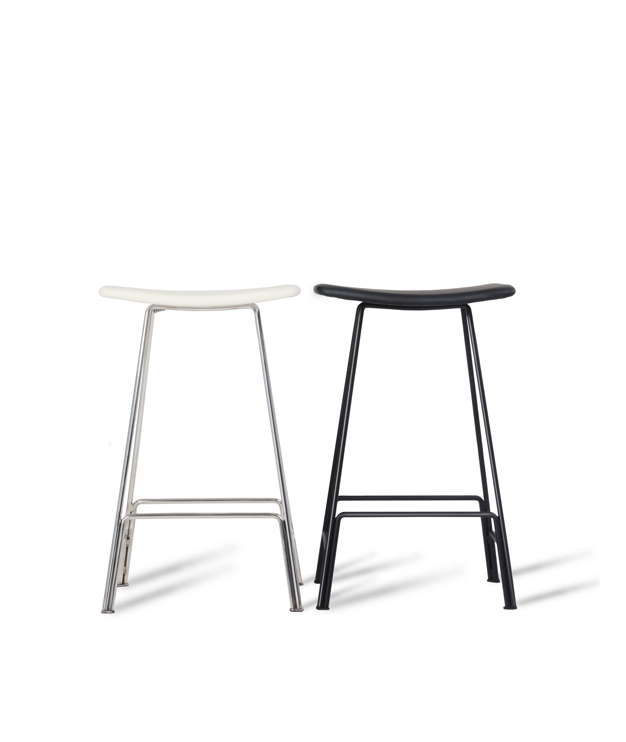 CANARIA Black Leather Counter Stool Black Steel 2 CANARIA Black Leather Counter Stool Black Steel - Image 2