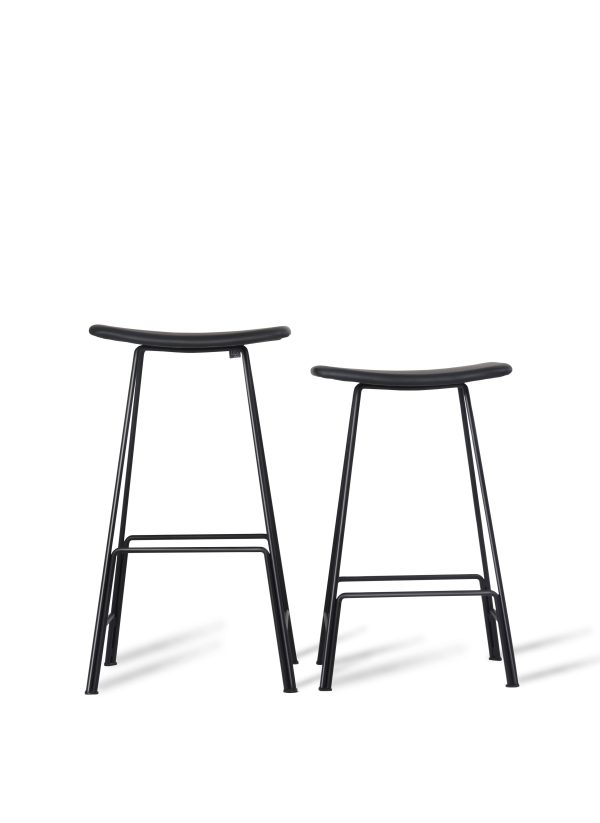 CANARIA Black Leather Counter Stool Black Steel 2 2