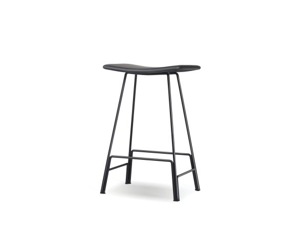 CANARIA Black Leather Counter Stool Black Steel 4