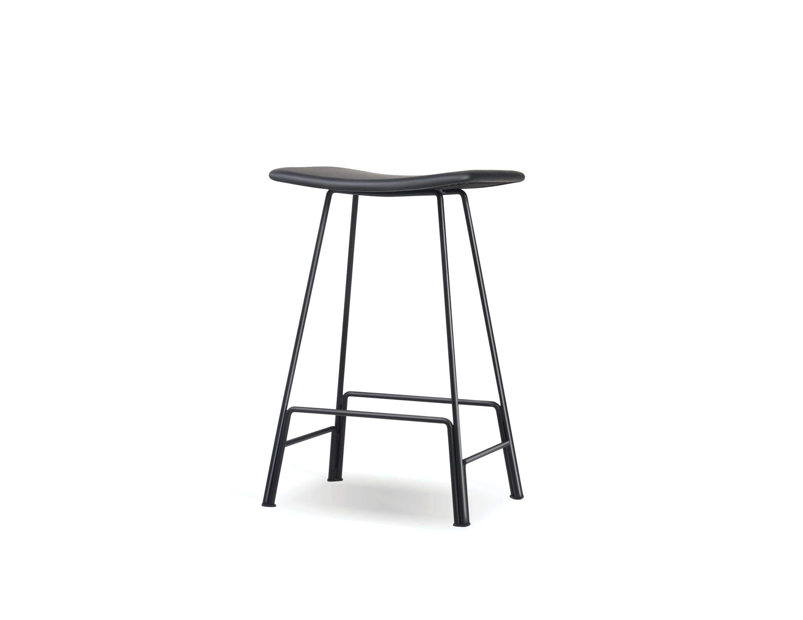 CANARIA Black Leather Counter Stool Black Steel 1 CANARIA Black Leather Counter Stool Black Steel