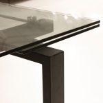 CANTRO Clear Glass Extension Dining Table Black Steel Base 6 CANTRO Clear Glass Extension Dining Table Black Steel Base