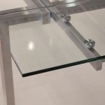 CANTRO Clear Tempered Glass Brushed Stainless Steel Extension Dining Table 7 CANTRO Clear Tempered Glass Brushed Stainless Steel Extension Dining Table