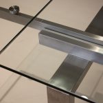 CANTRO Clear Tempered Glass Brushed Stainless Steel Extension Dining Table 8 CANTRO Clear Tempered Glass Brushed Stainless Steel Extension Dining Table