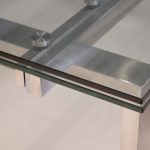 CANTRO Clear Tempered Glass Brushed Stainless Steel Extension Dining Table 10 CANTRO Clear Tempered Glass Brushed Stainless Steel Extension Dining Table