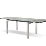 CANTRO Clear Tempered Glass Brushed Stainless Steel Extension Dining Table 6 CANTRO Clear Tempered Glass Brushed Stainless Steel Extension Dining Table