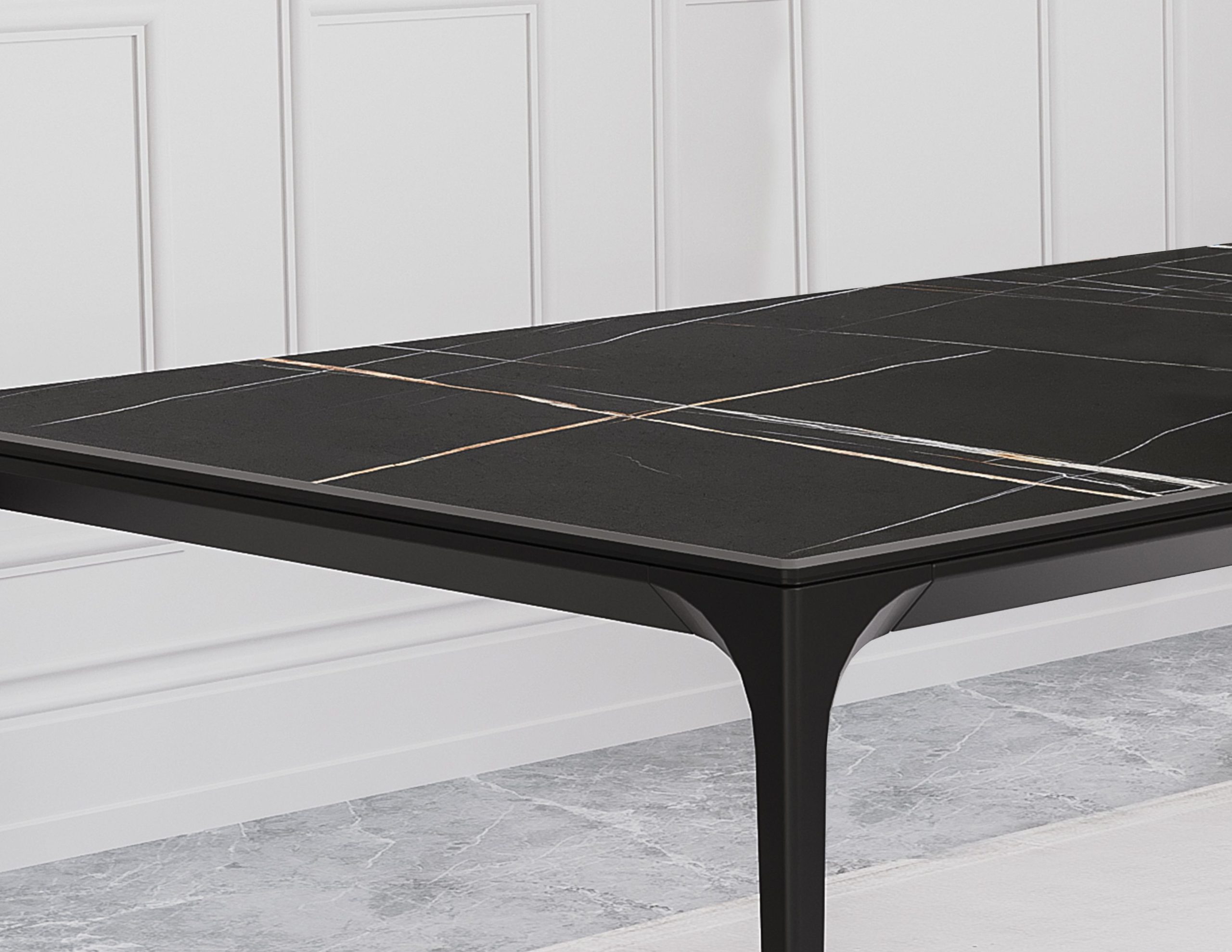 CAPRI Black Ceramic Dining Table Black Steel Base 2 CAPRI Black Ceramic Dining Table Black Steel Base - Image 2