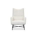 CARAWAY Bone Fabric Lounge Chair Black Steel Base