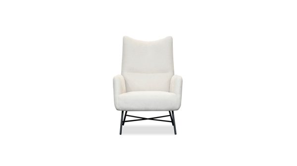 CARAWAY Bone Fabric Lounge Chair Black Steel Base 2 2