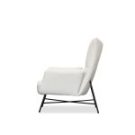 CARAWAY Bone Fabric Lounge Chair Black Steel Base