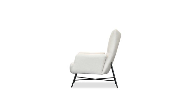 CARAWAY Bone Fabric Lounge Chair Black Steel Base 3 2