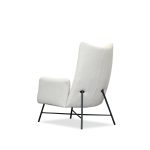CARAWAY Bone Fabric Lounge Chair Black Steel Base
