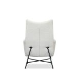 CARAWAY Bone Fabric Lounge Chair Black Steel Base
