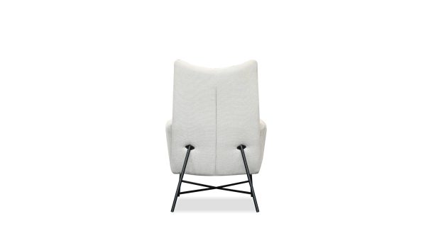 CARAWAY Bone Fabric Lounge Chair Black Steel Base 5 2