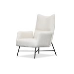CARAWAY Bone Fabric Lounge Chair Black Steel Base
