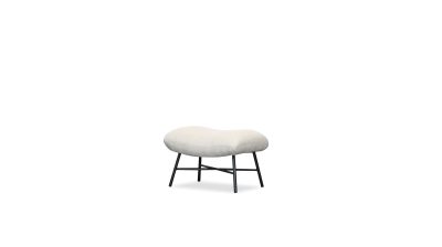 CARAWAY Bone Ottoman Black Steel Base