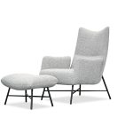 CARAWAY Putty Bouclé Lounge Chair Black Steel Base