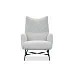 CARAWAY Putty Bouclé Lounge Chair Black Steel Base