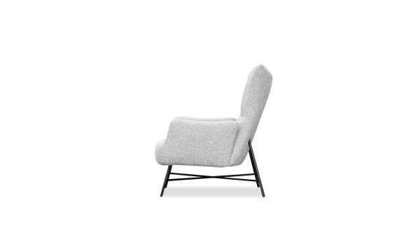 CARAWAY Putty Boucle Lounge Chair Black Steel Base 3 2