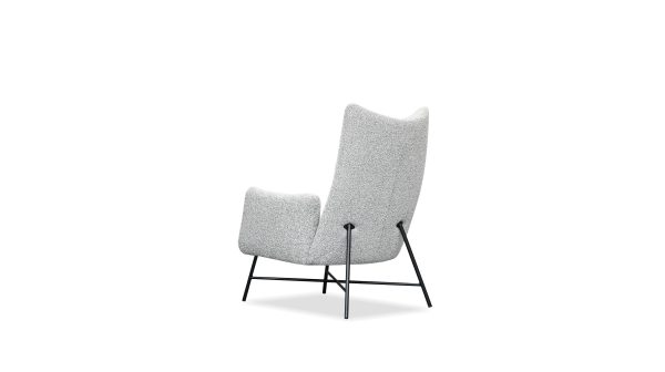 CARAWAY Putty Boucle Lounge Chair Black Steel Base 4 2