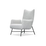 CARAWAY Putty Bouclé Lounge Chair Black Steel Base