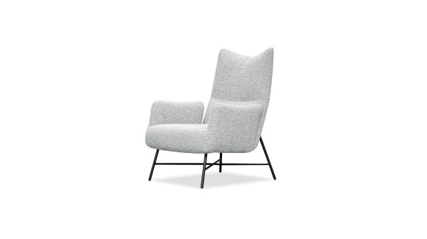 CARAWAY Putty Boucle Lounge Chair Black Steel Base 7