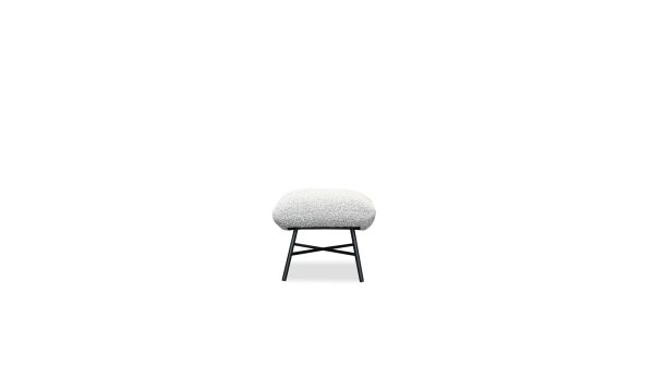 CARAWAY Putty Boucle Ottoman Black Powder Coated Steel Base 2 1