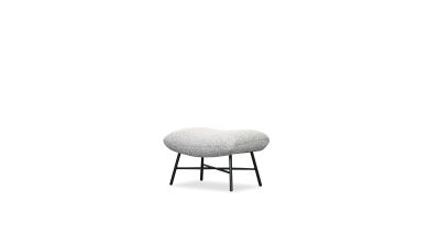 CARAWAY Putty Boucle Ottoman Black Powder Coated Steel Base