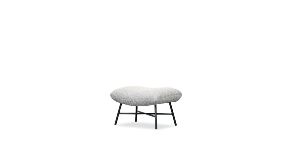 CARAWAY Putty Boucle Ottoman Black Powder Coated Steel Base 4