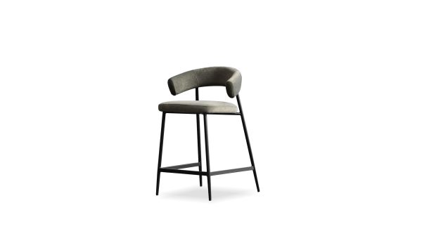 CASSIS Hunter Green Fabric Counter Stool Black Frame 2