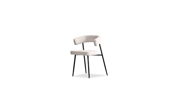 CASSIS Ivory Fabric Black Steel Dining Chair 2