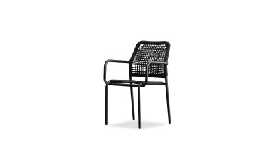 CASTILE Coal Black Rope Indoor Outdoor Dining Armchair