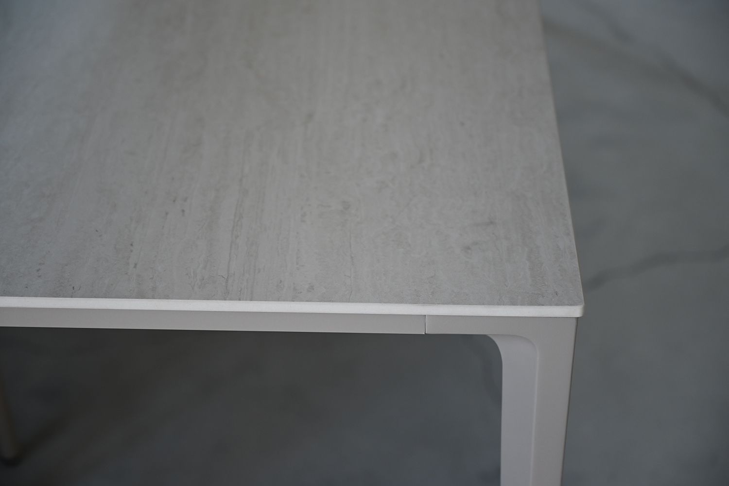 CAYMAN 70" Travertino Ceramic Taupe Powder Coated Dining Table 2 CAYMAN 70" Travertino Ceramic Taupe Powder Coated Dining Table - Image 2