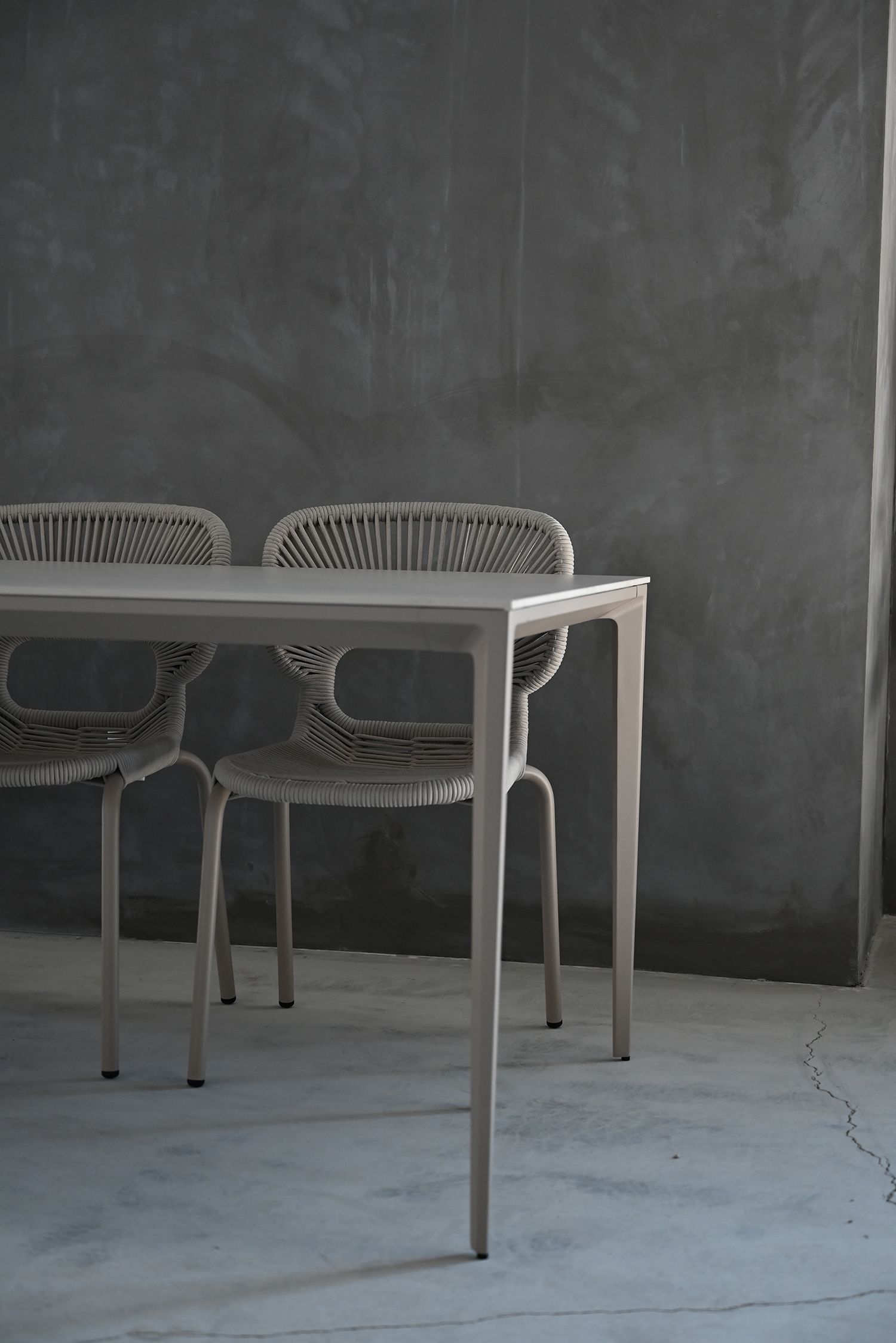 CAYMAN 70" Travertino Ceramic Taupe Powder Coated Dining Table 3 CAYMAN 70" Travertino Ceramic Taupe Powder Coated Dining Table - Image 3