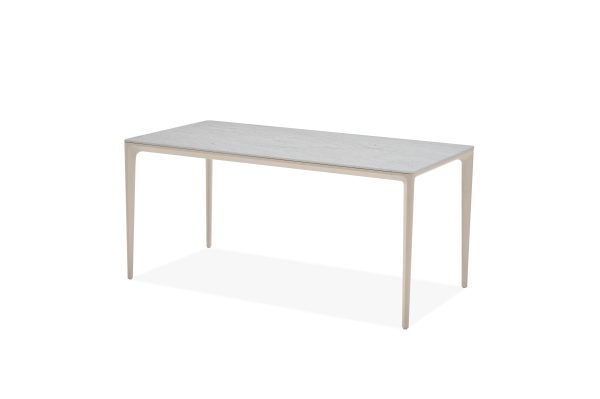 CAYMAN 70 Travertino Ceramic Taupe Powder Coated Dining Table 6
