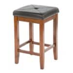 Cherry Counter Height Bar Stools with Faux Leather Seat (Set of 2)