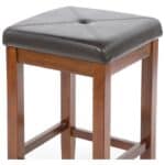 Cherry Counter Height Bar Stools with Faux Leather Seat (Set of 2)