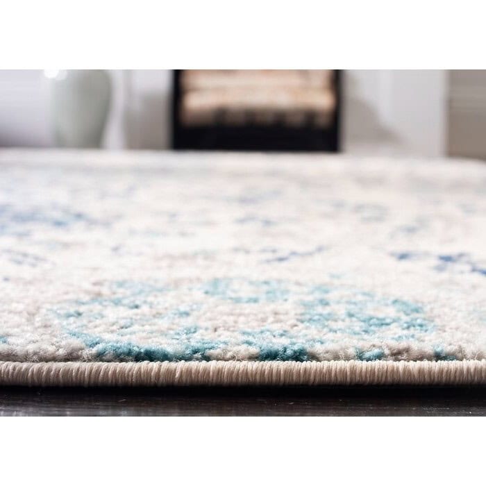 Coastal Blue Grey Damask Indoor Rug 5'1 x 7'6 4 Coastal Blue Grey Damask Indoor Rug 5'1 x 7'6 - Image 4