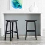 Farmhouse Charcoal Black Saddle Seat Barstools Bar Height (Set of 2)
