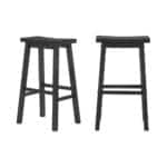 Farmhouse Charcoal Black Saddle Seat Barstools Bar Height (Set of 2)