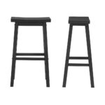 Farmhouse Charcoal Black Saddle Seat Barstools Bar Height (Set of 2)