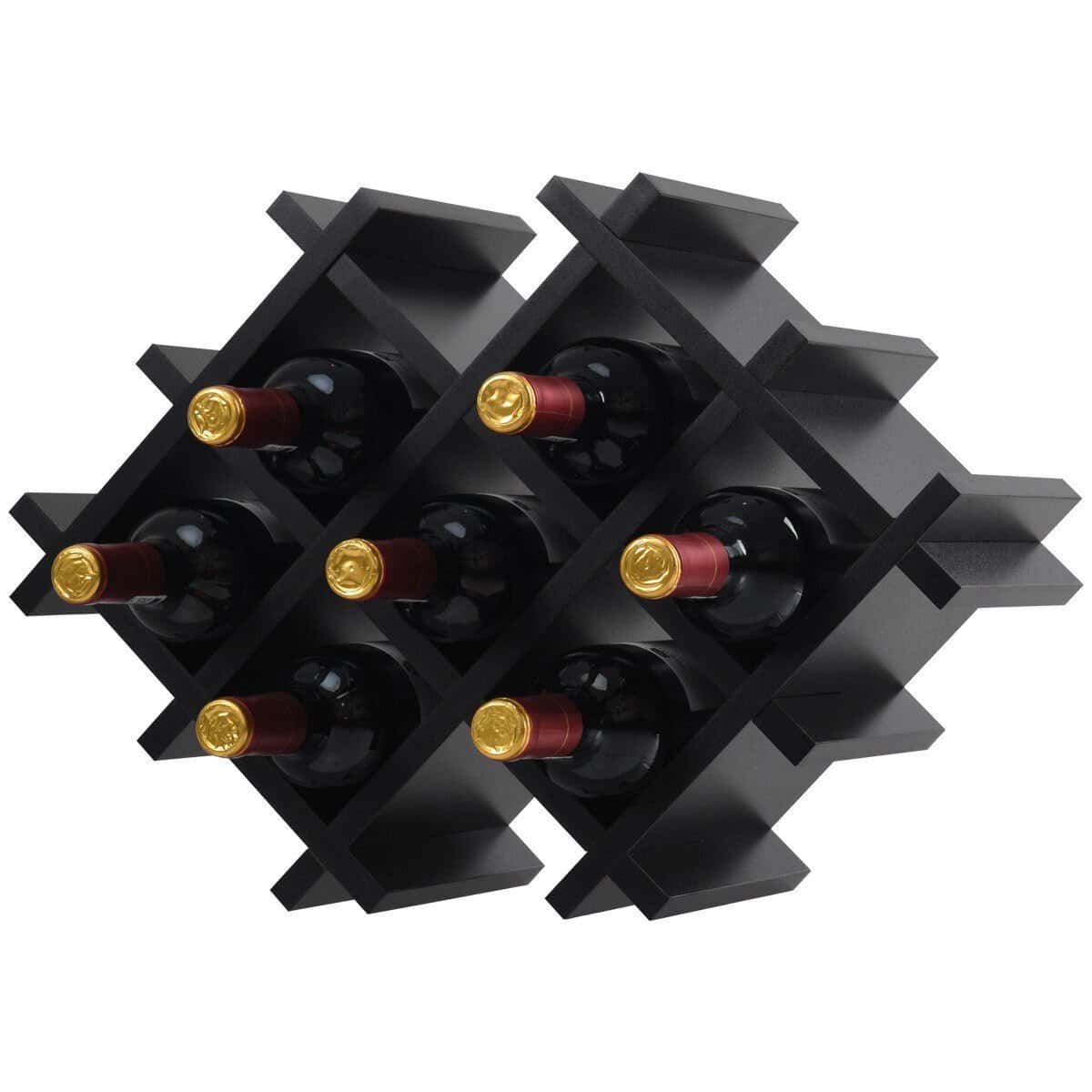 Wall Mounted Black Wine Rack with Shelves and Glass Holders (Set of 5) 4 Wall Mounted Black Wine Rack with Shelves and Glass Holders (Set of 5) - Image 4