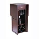 Expandable Walnut Wine Bottle Rack Mini Bar with Storage