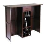 Expandable Walnut Wine Bottle Rack Mini Bar with Storage