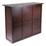 Expandable Walnut Wine Bottle Rack Mini Bar with Storage
