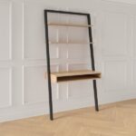 Farmhouse Oak Black Leaning Ladder Desk with 2 Shelves 7 Farmhouse Oak Black Leaning Ladder Desk with 2 Shelves